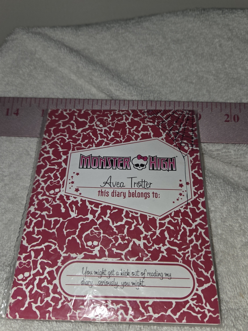 Monster High Ava Trottrer Pink and White Patterned Diary